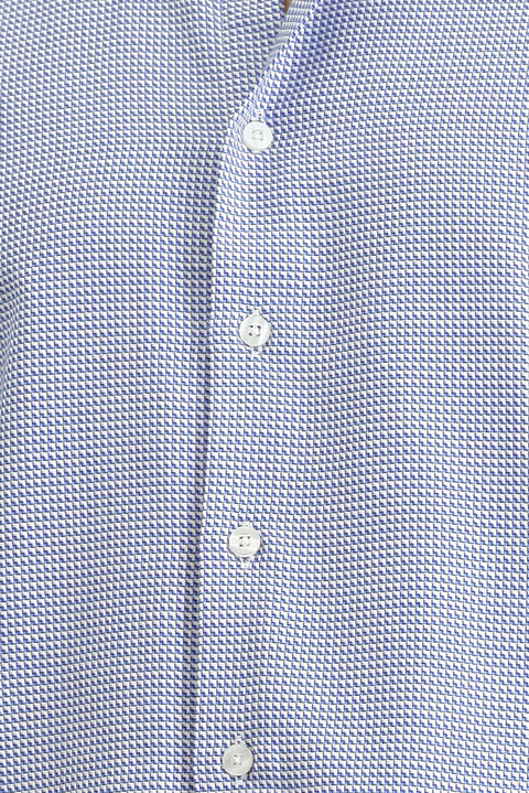 Blue Long Sleeve Regular Fit Patterned Cotton Shirt