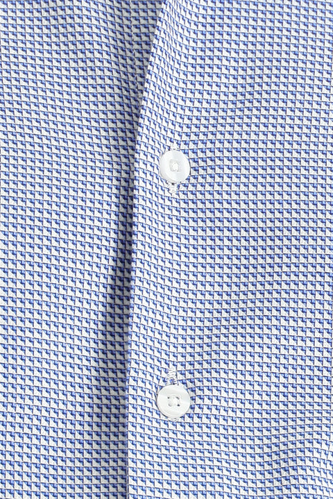 Blue Long Sleeve Regular Fit Patterned Cotton Shirt