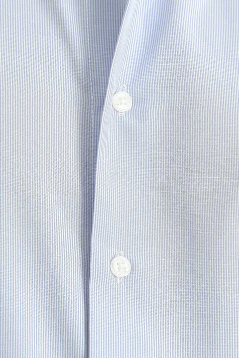 Blue Long-Sleeve Classic Striped Cotton Easy-Iron Shirt