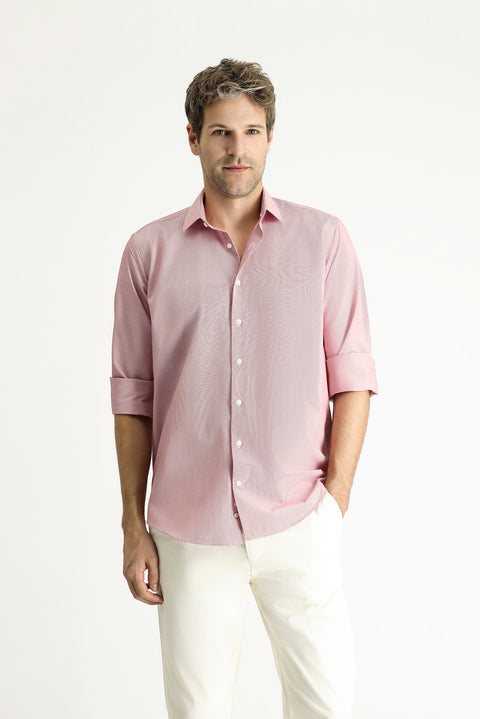 Flag Red Long Sleeve Classic Striped Cotton Easy-Iron Shirt