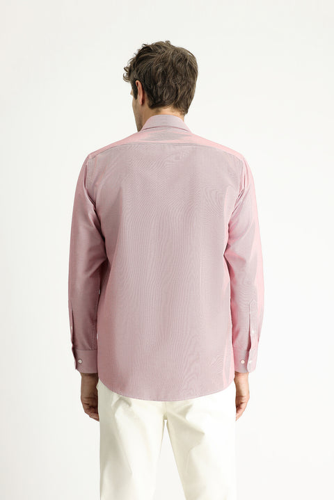 Flag Red Long Sleeve Classic Striped Cotton Easy-Iron Shirt