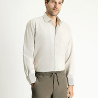 Light Mink Long Sleeve Classic Striped Cotton Easy-Iron Shirt