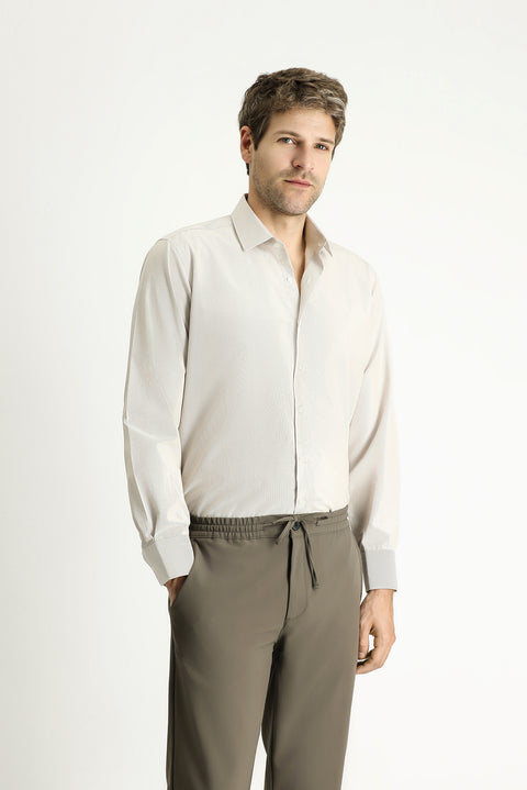 Light Mink Long Sleeve Classic Striped Cotton Easy-Iron Shirt