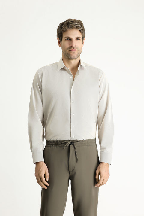 Light Mink Long Sleeve Classic Striped Cotton Easy-Iron Shirt