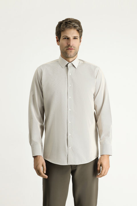Light Mink Long Sleeve Classic Striped Cotton Easy-Iron Shirt