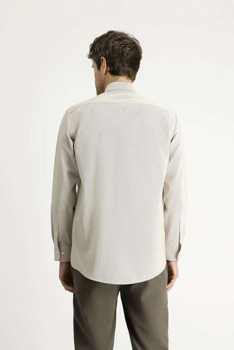 Light Mink Long Sleeve Classic Striped Cotton Easy-Iron Shirt