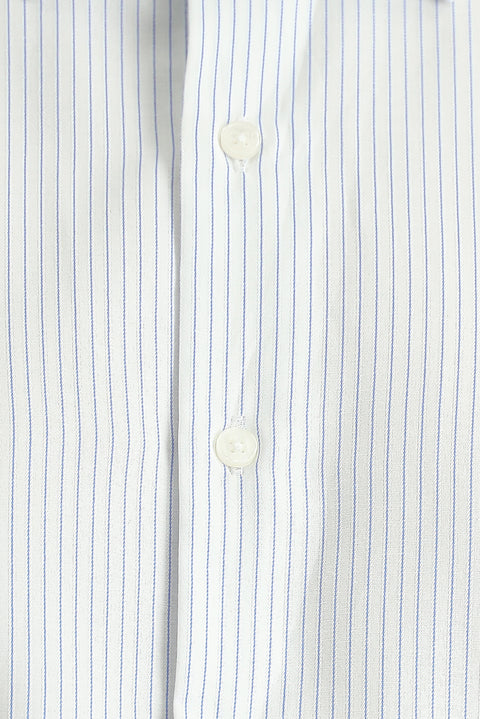 Blue Long-Sleeve Classic Striped Cotton Easy-Iron Shirt
