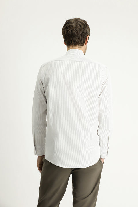 Light Mink Long Sleeve Classic Striped Cotton Easy-Iron Shirt