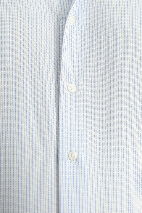Light Blue Long Sleeve Classic Striped Cotton Easy-Iron Shirt