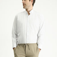 Light Blue Long Sleeve Classic Striped Cotton Easy-Iron Shirt