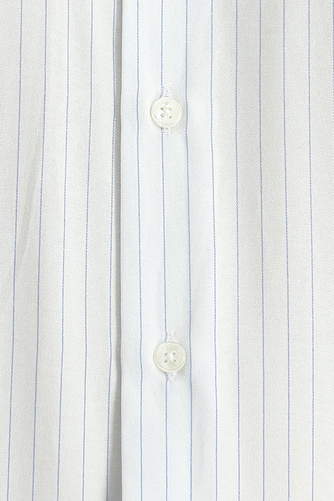 Light Blue Long Sleeve Classic Striped Cotton Easy-Iron Shirt