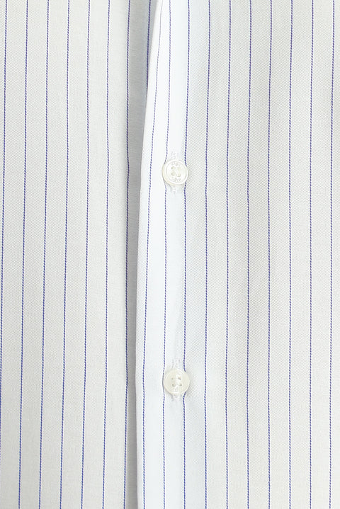 Dark Blue Long Sleeve Classic Striped Cotton Easy-Iron Shirt