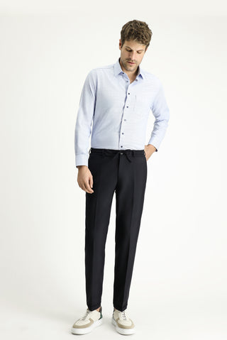  Mavi Uzun Kol Regular Fit Non Iron Ekose Pamuklu Gömlek