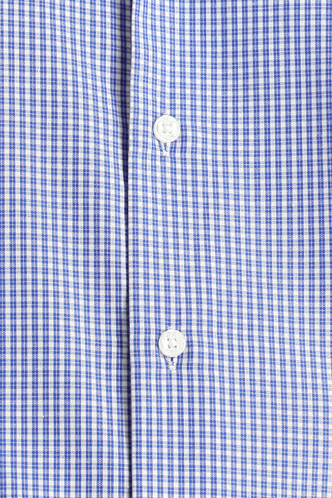 Navy Blue Long Sleeve Regular Fit Plaid Cotton Easy-Iron Shirt
