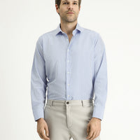 Blue Long Sleeve Regular Fit Plaid Cotton Easy-Iron Shirt