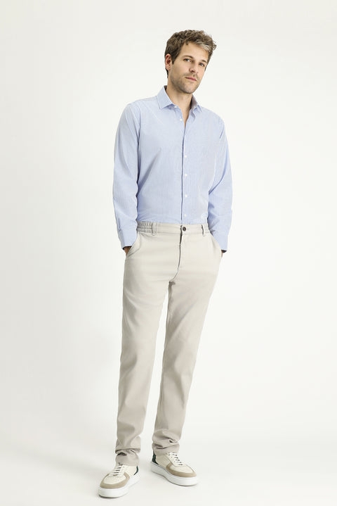 Blue Long Sleeve Regular Fit Plaid Cotton Easy-Iron Shirt