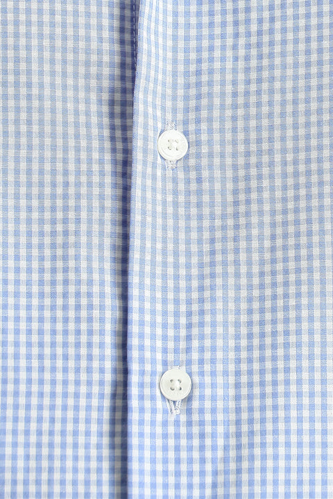 Blue Long Sleeve Regular Fit Plaid Cotton Easy-Iron Shirt