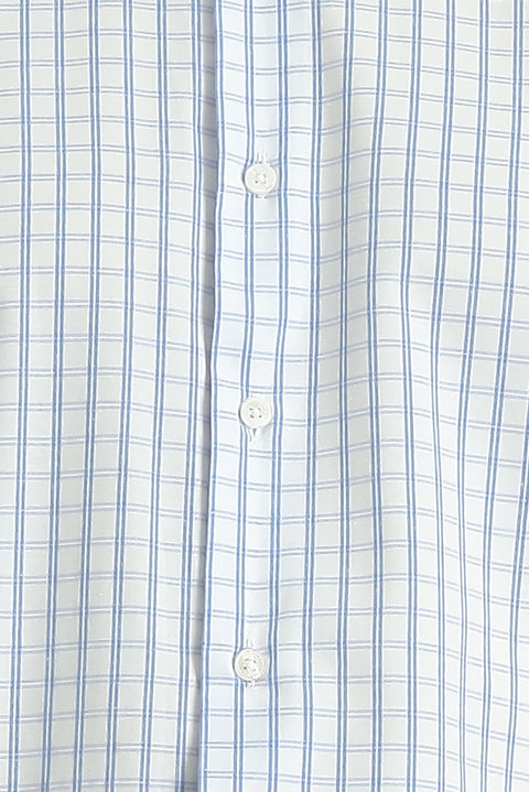 Blue Long Sleeve Regular Fit Plaid Cotton Easy-Iron Shirt