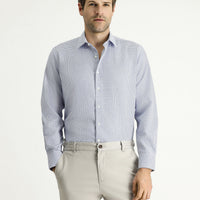 Blue Long Sleeve Regular Fit Plaid Cotton Easy-Iron Shirt