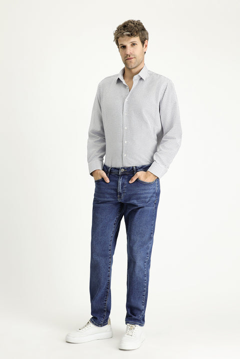 Light Mink Long Sleeve Regular Fit Plaid Cotton Easy-Iron Shirt