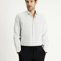 Black Long Sleeve Regular Fit Patterned Cotton Easy-Iron Shirt