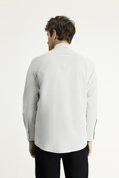 Black Long Sleeve Regular Fit Patterned Cotton Easy-Iron Shirt