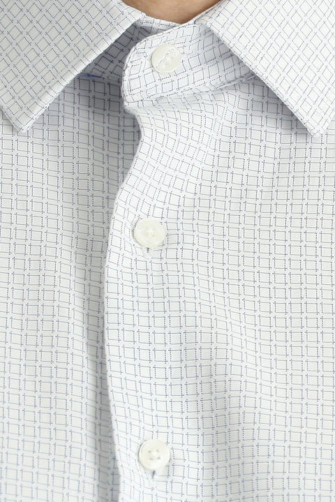 Dark Navy Long Sleeve Regular Fit Patterned Cotton Easy-Iron Shirt