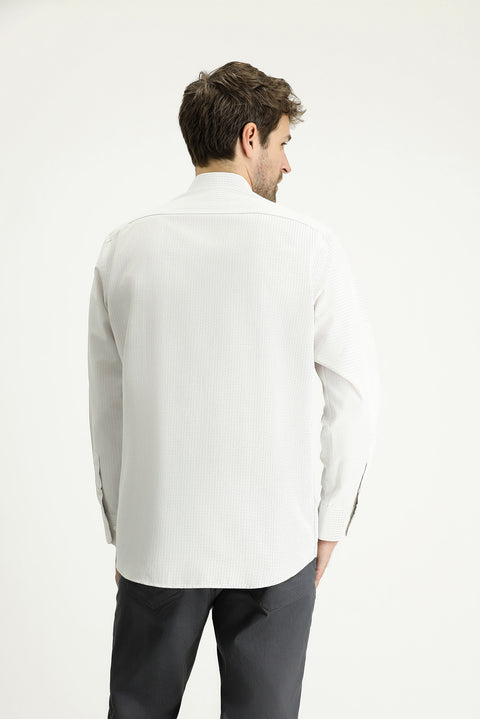 Light Mink Long Sleeve Regular Fit Patterned Cotton Easy-Iron Shirt