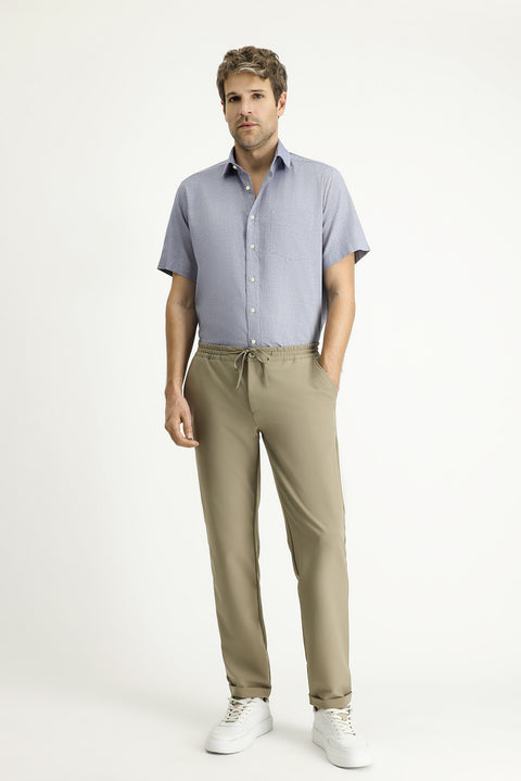 Medium Grey Short Sleeve Regular Fit Patterned Cotton Shirt