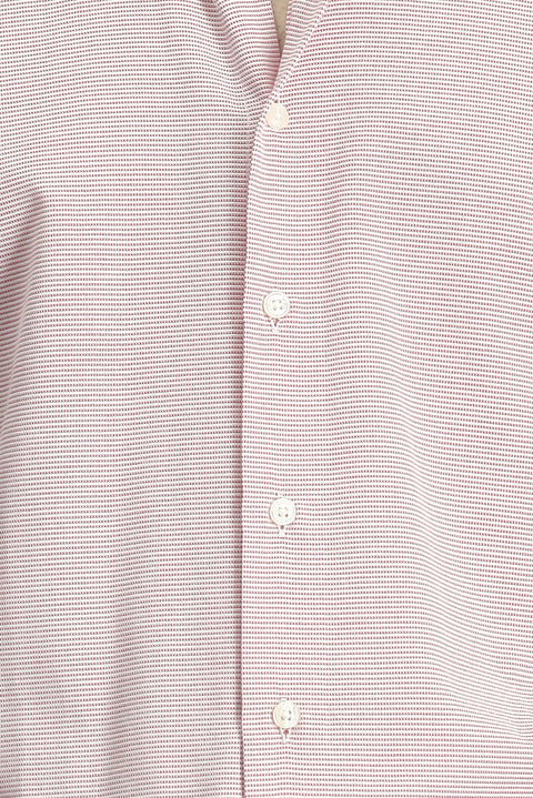 Coral Red Short Sleeve Regular Fit Pocketed Button-Down Collar Patterned Cotton Shirt