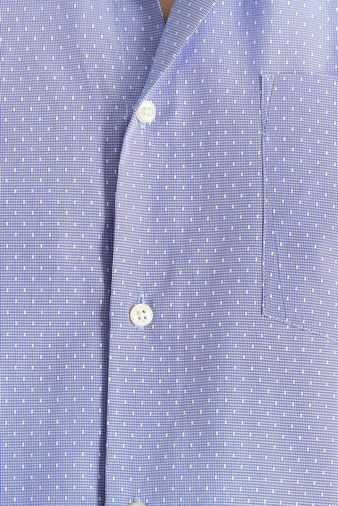 Medium Navy Short Sleeve Regular Fit Patterned Cotton Easy-Iron Shirt
