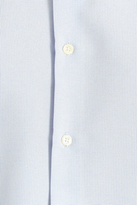 Light Blue Short Sleeve Regular Fit Patterned Cotton Easy-Iron Button-Down Collar Shirt