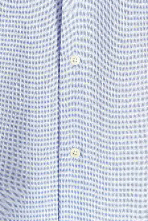 Blue Short Sleeve Regular Fit Patterned Cotton Easy-Iron Button-Down Collar Shirt