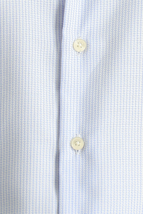 Light Blue Short Sleeve Regular Fit Patterned Cotton Easy-Iron Shirt