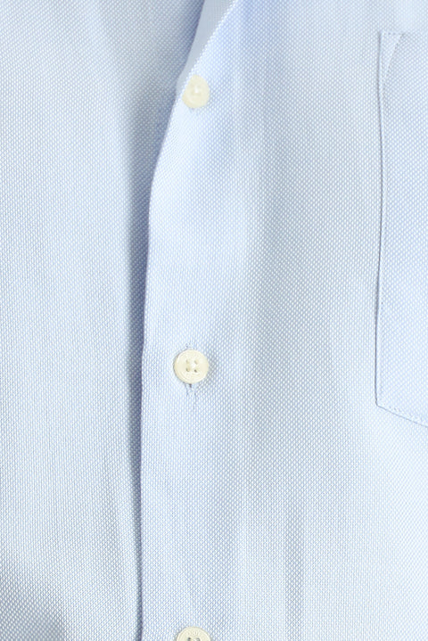 Light Blue Short Sleeve Regular Fit Patterned Cotton Easy-Iron Shirt