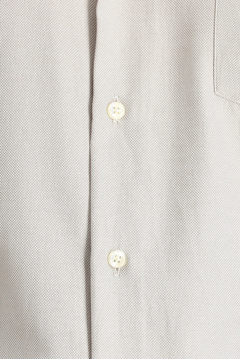 Light Beige Short Sleeve Regular Fit Patterned Cotton Easy-Iron Shirt