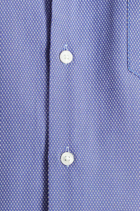 Medium Navy Short Sleeve Regular Fit Patterned Cotton Easy-Iron Shirt