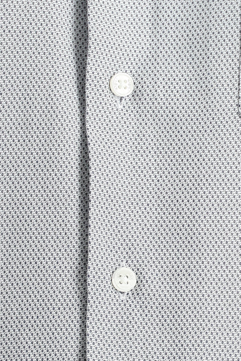 Light Anthracite Short Sleeve Regular Fit Patterned Cotton Easy-Iron Shirt