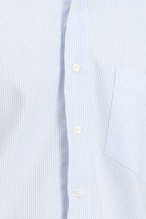 Light Blue Short Sleeve Regular Fit Non-Iron Cotton Patterned Shirt
