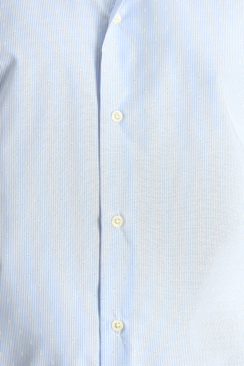 Light Blue Short Sleeve Regular Fit Patterned Cotton Easy-Iron Shirt
