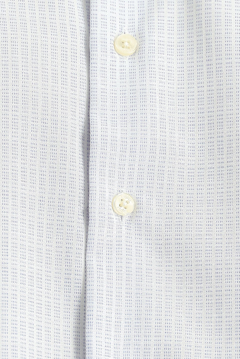 Dark Blue Short Sleeve Regular Fit Striped Cotton Easy-Iron Button-Down Shirt
