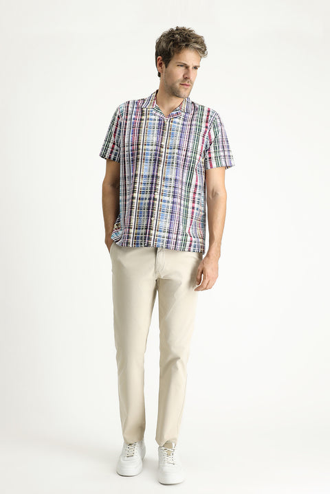 Dark Green Short Sleeve Regular Fit Patterned Cotton Shirt