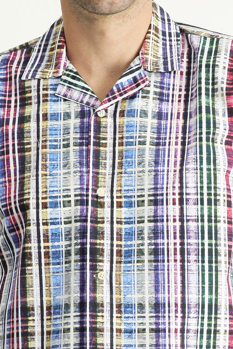 Dark Green Short Sleeve Regular Fit Patterned Cotton Shirt