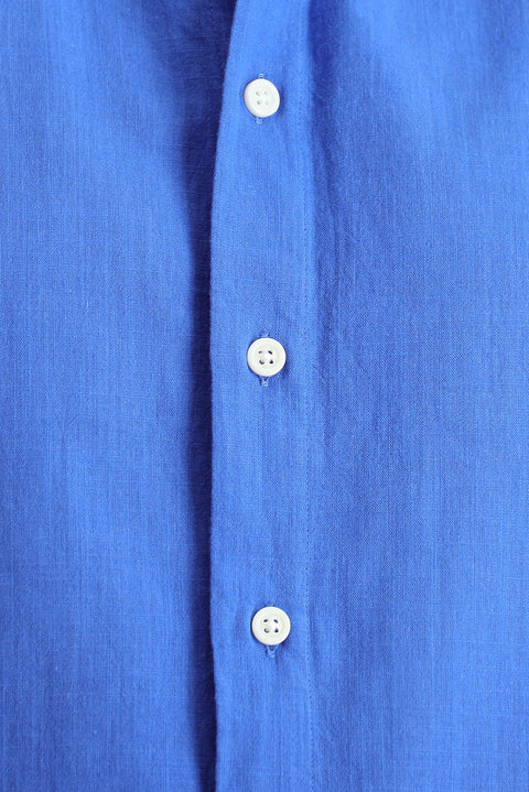 Navy Blue Short Sleeve Regular Fit Sport Cotton Button-Down Shirt