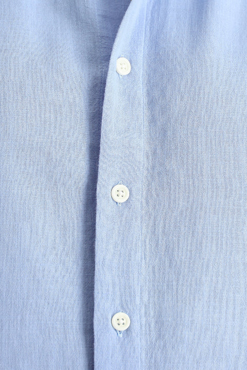 Blue Short Sleeve Regular Fit Sport Cotton Button-Down Shirt
