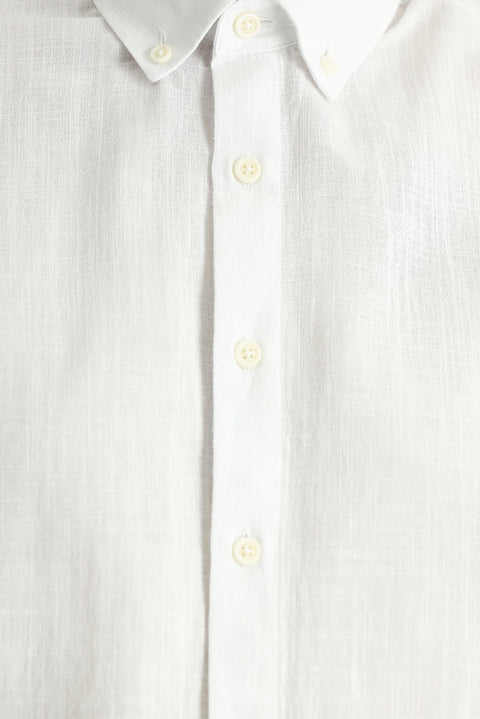 White Short Sleeve Regular Fit Sport Cotton Button-Down Shirt