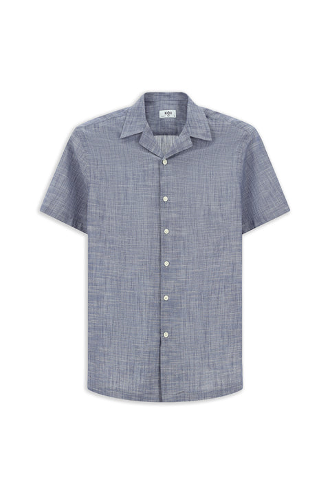 Medium Navy Short Sleeve Regular Fit Patterned Cotton Sport Shirt