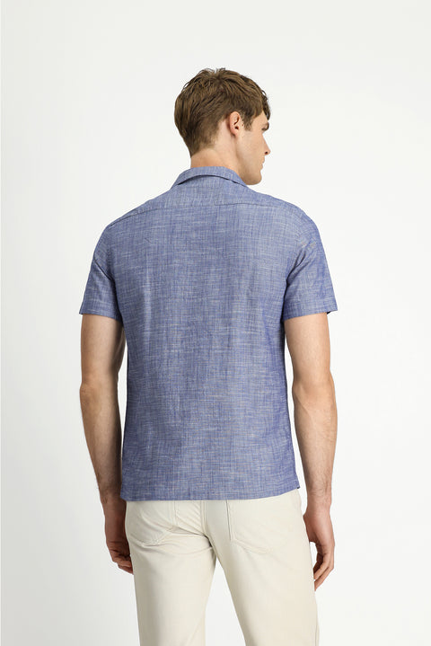 Medium Navy Short Sleeve Regular Fit Patterned Cotton Sport Shirt