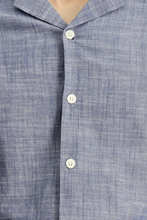 Medium Navy Short Sleeve Regular Fit Patterned Cotton Sport Shirt