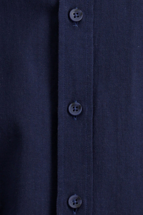 Dark Navy Short Sleeve Regular Fit Button-Down Collar Cotton Shirt